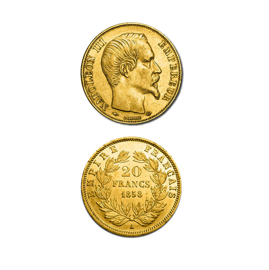 Pièce 20 Francs Napoléon Non Lauré / Lauré –6,45 g – 900‰ – Pièce de collection